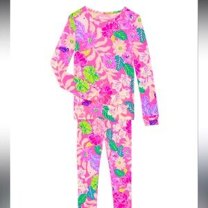 LILLY PULITZER | Girls Sammy Snug Fit Pajama Set, Pink Isle Friends, Size 4